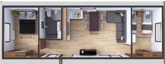 Maison Mobile FAMILY 4x12 48m² Plan avec Visualisation<br />
